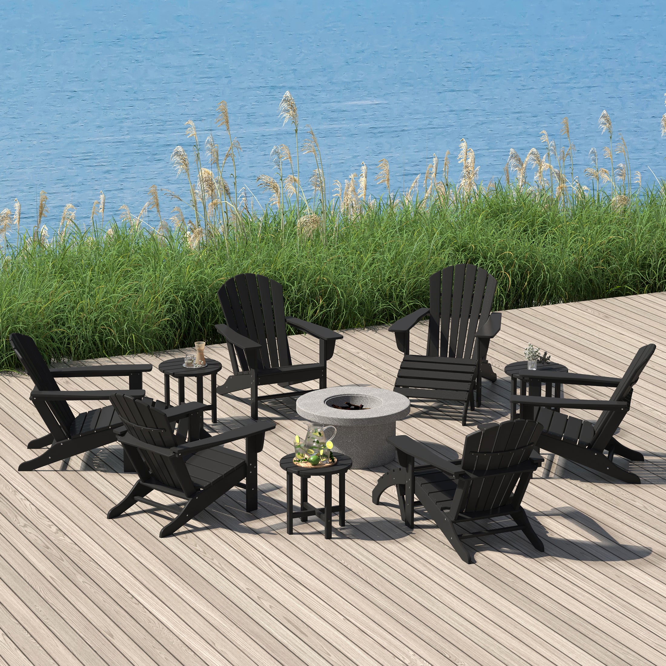 Dylan 12 Piece Outdoor Adirondack Chair With Ottoman And Side Table