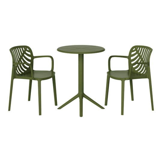Playa 3-Piece Outdoor Resin Patio Bistro Table Set with Stackable Patio Dining Side Chairs For 2