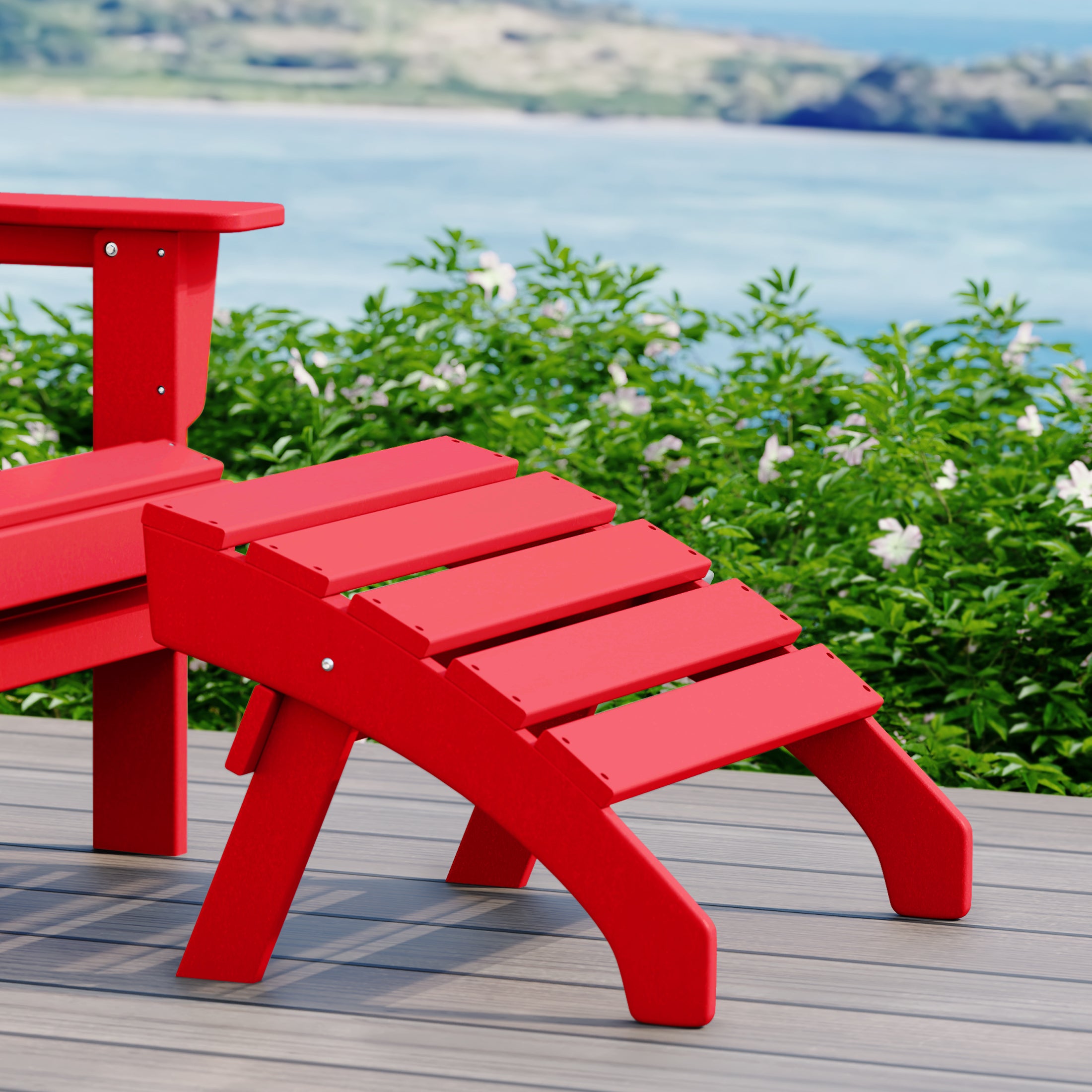 Dylan Outdoor Patio HDPE Adirondack Ottoman Footrest