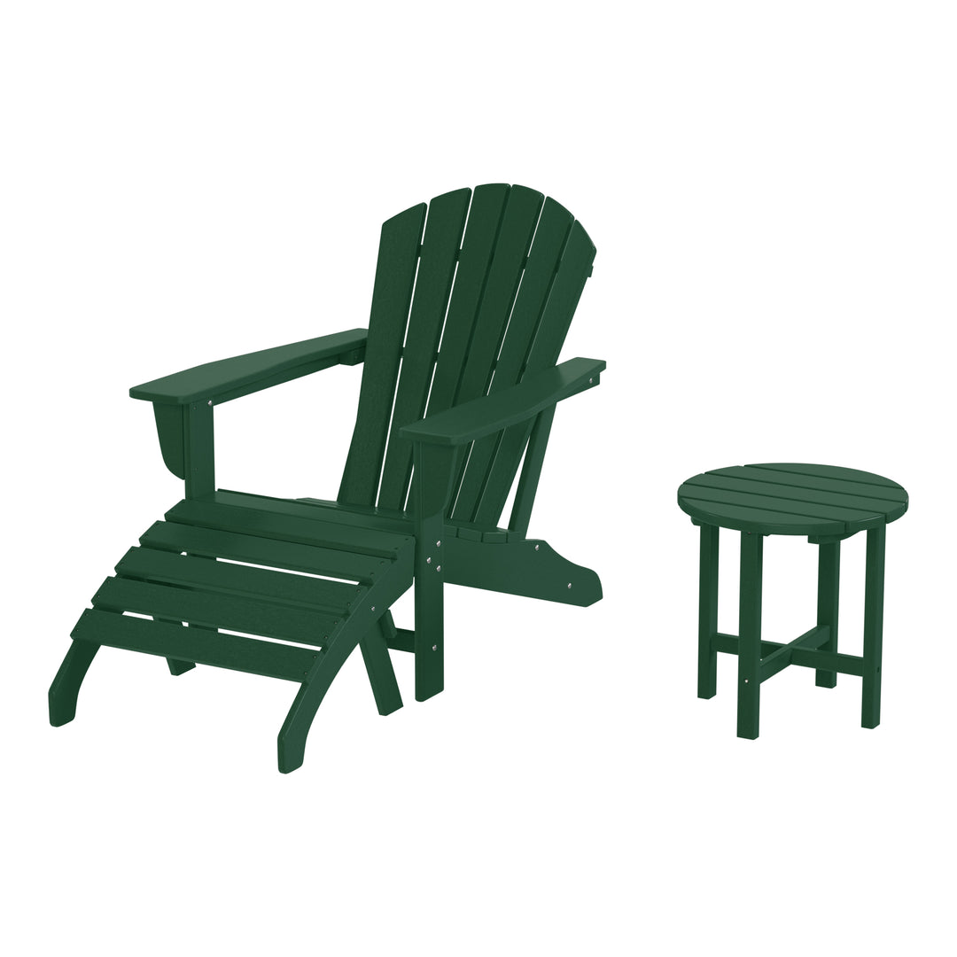 Dylan Outdoor Adirondack Chair With Ottoman And Side Table 3-Piece Set