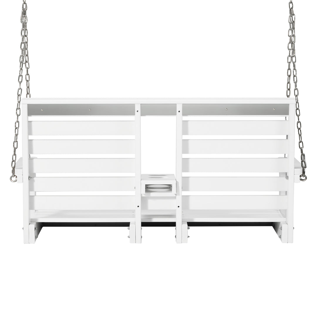 St Charles Outdoor HDPE 54" Front Hanging Porch Swing Bench With Cupholders