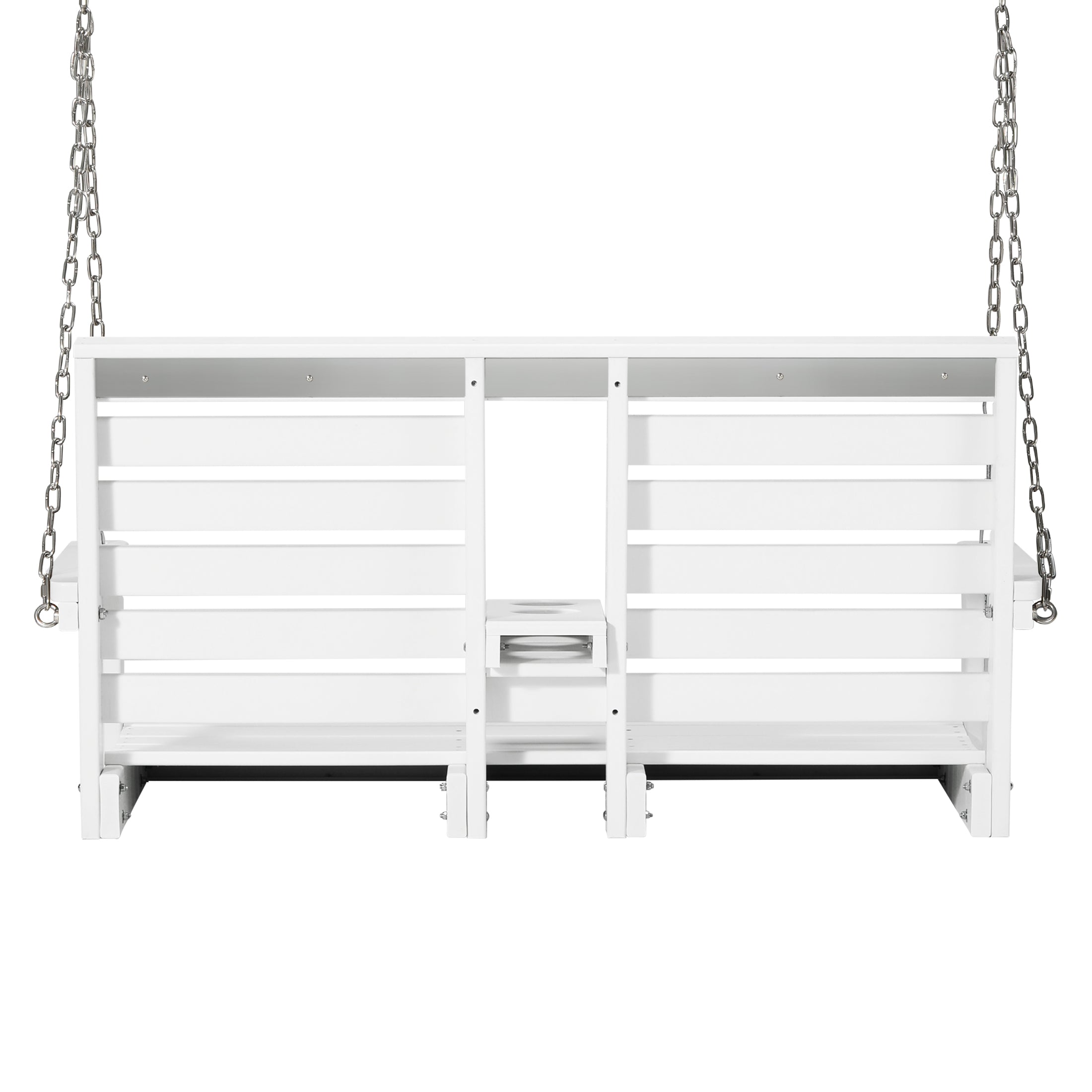 St Charles Outdoor HDPE 54" Front Hanging Porch Swing Bench With Cupholders