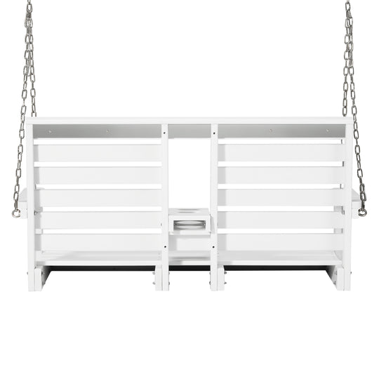 St Charles Outdoor HDPE 54" Front Hanging Porch Swing Bench With Cupholders