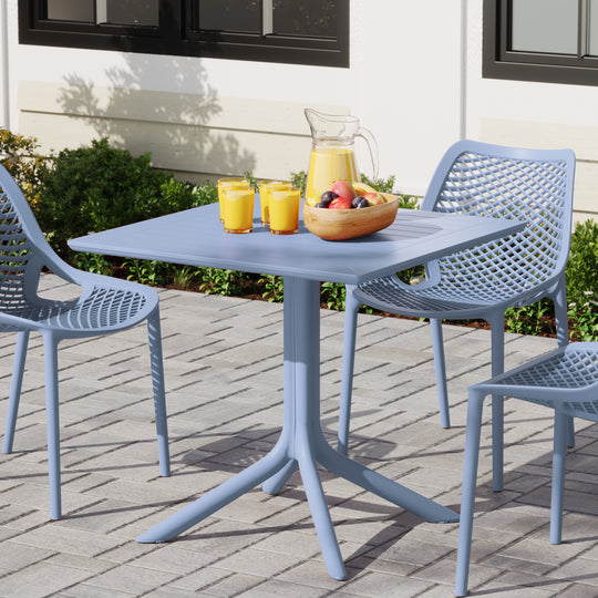 Playa 31.5" Square Outdoor Plastic Resin Patio Dining Table for 4
