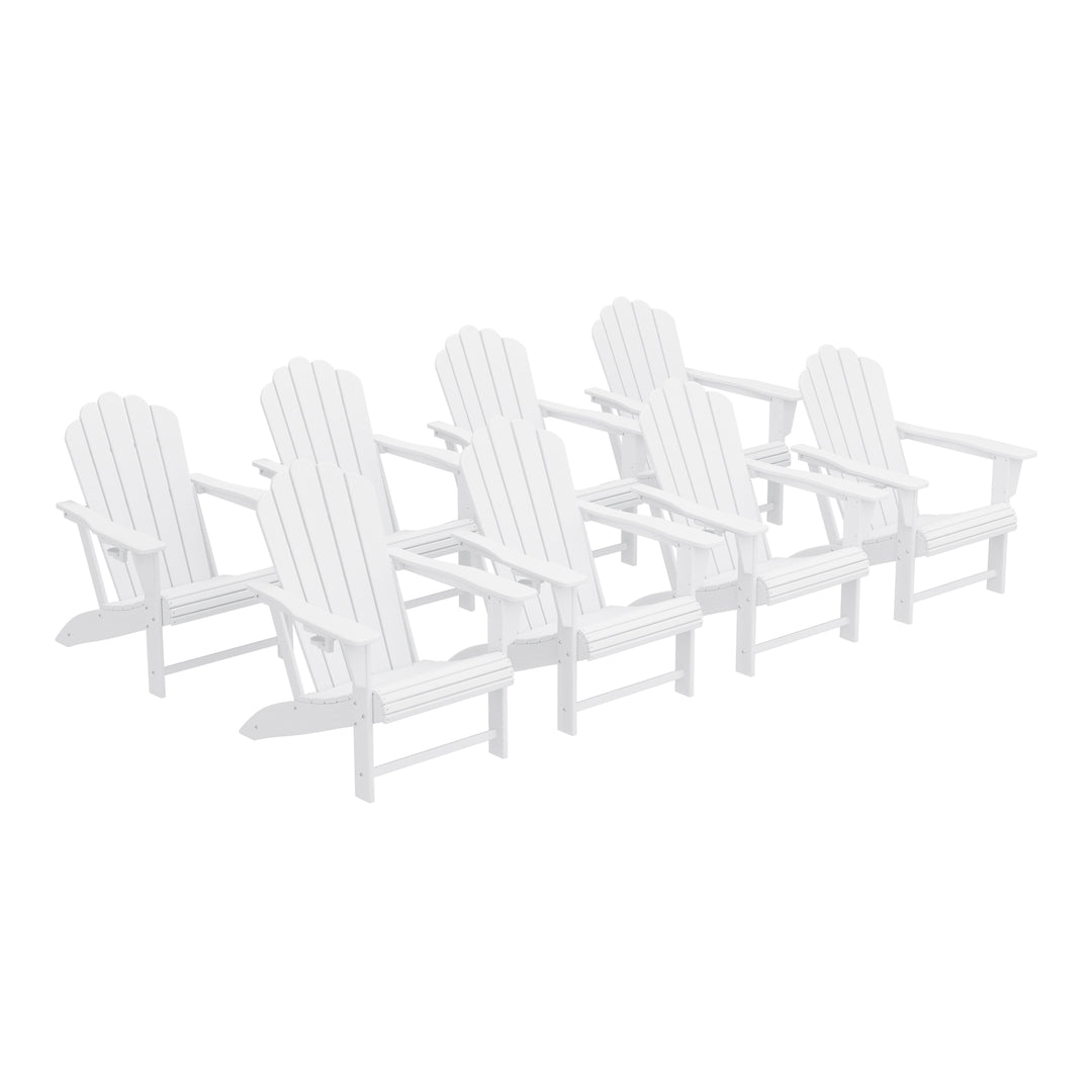 Highland Outdoor Patio HDPE Adirondack Chairs With Cup Holders (Set of 8)