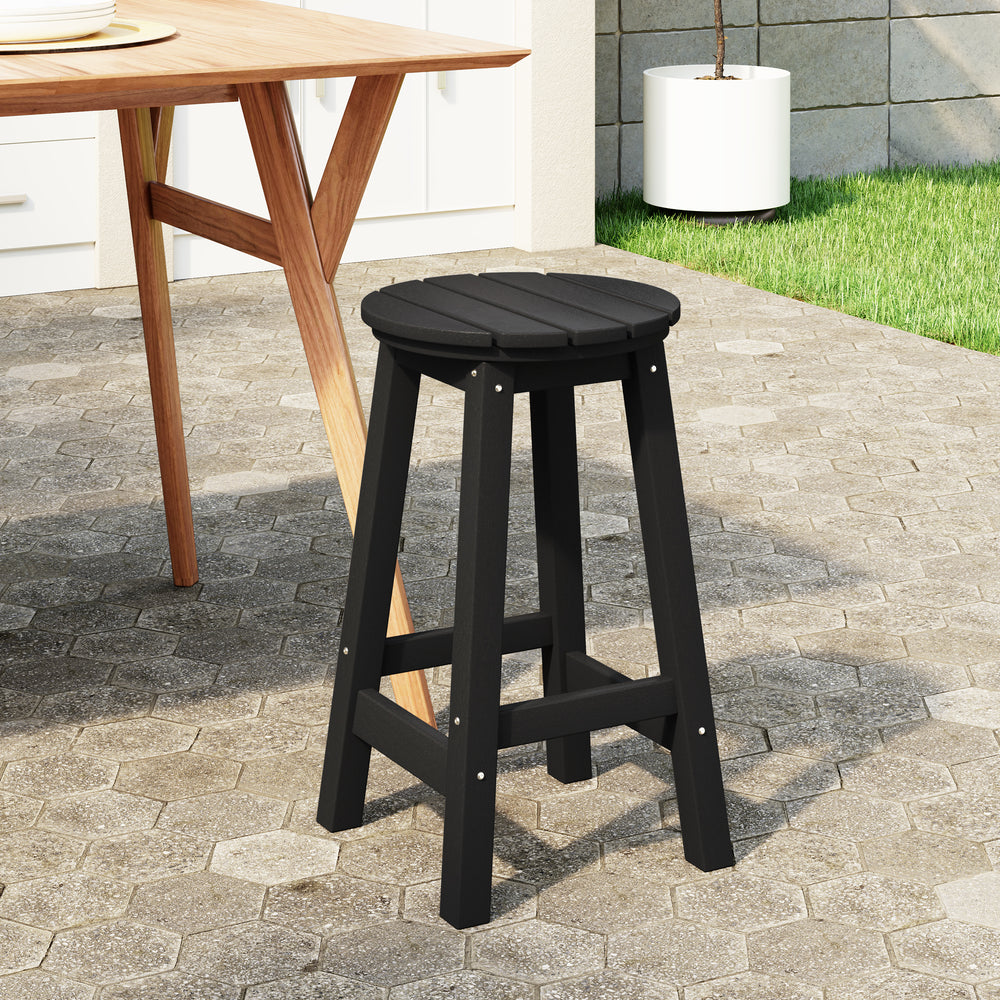 Malibu 24" HDPE Outdoor Patio Round Counter Height Bar Stool