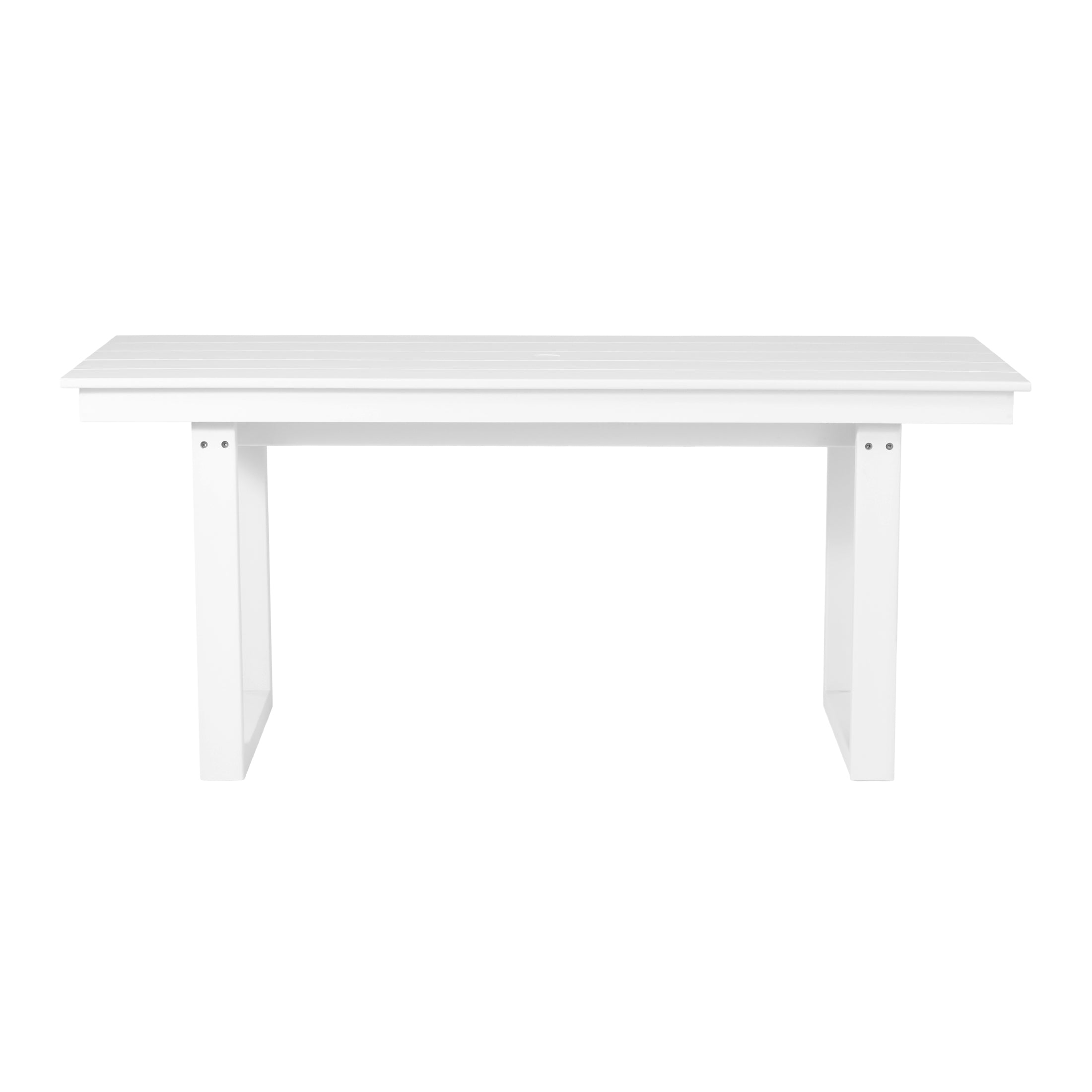 Paloma 68" Outdoor HDPE Modern Rectangular Patio Dining Table With Umbrella Hole