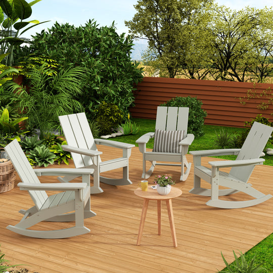 Ashore Outdoor Patio Modern Adirondack Rocking Chair (Set of 4)