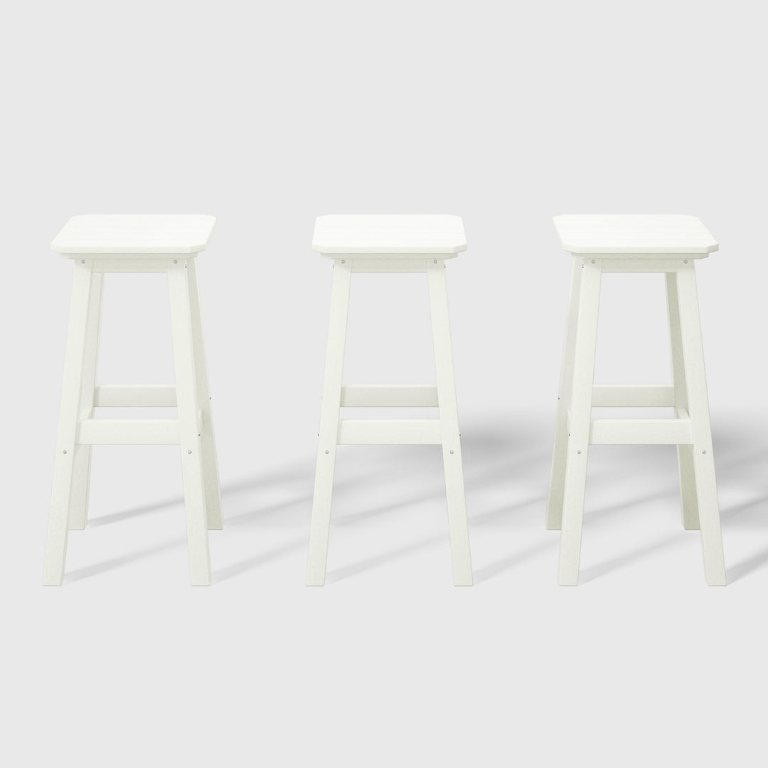 Malibu 29" HDPE Outdoor Patio Square Bar Height Bar Stool (Set of 3)