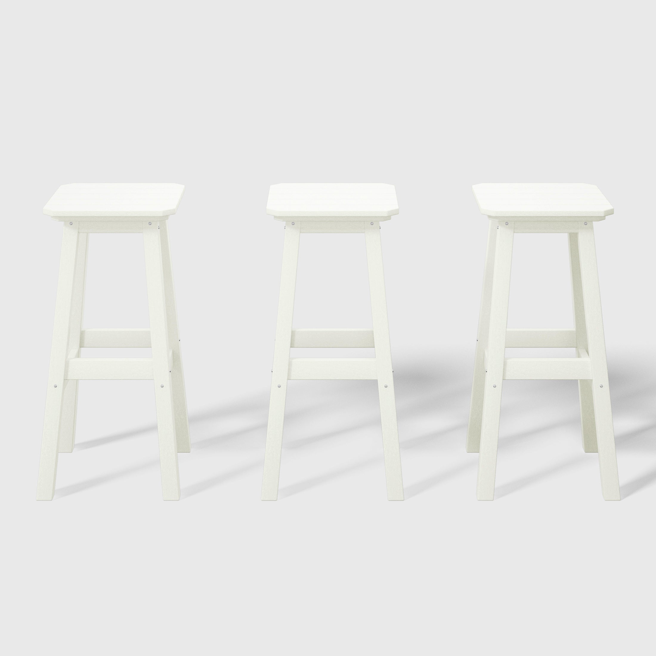 Malibu 29" HDPE Outdoor Patio Square Bar Stools (Set of 3)