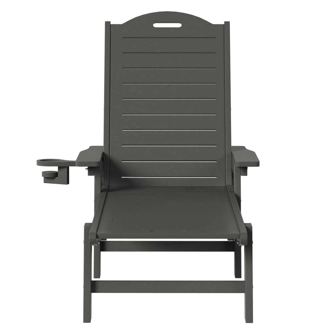 Aruba Outdoor HDPE Patio Chaise Lounge With Wheels & Cup Holder