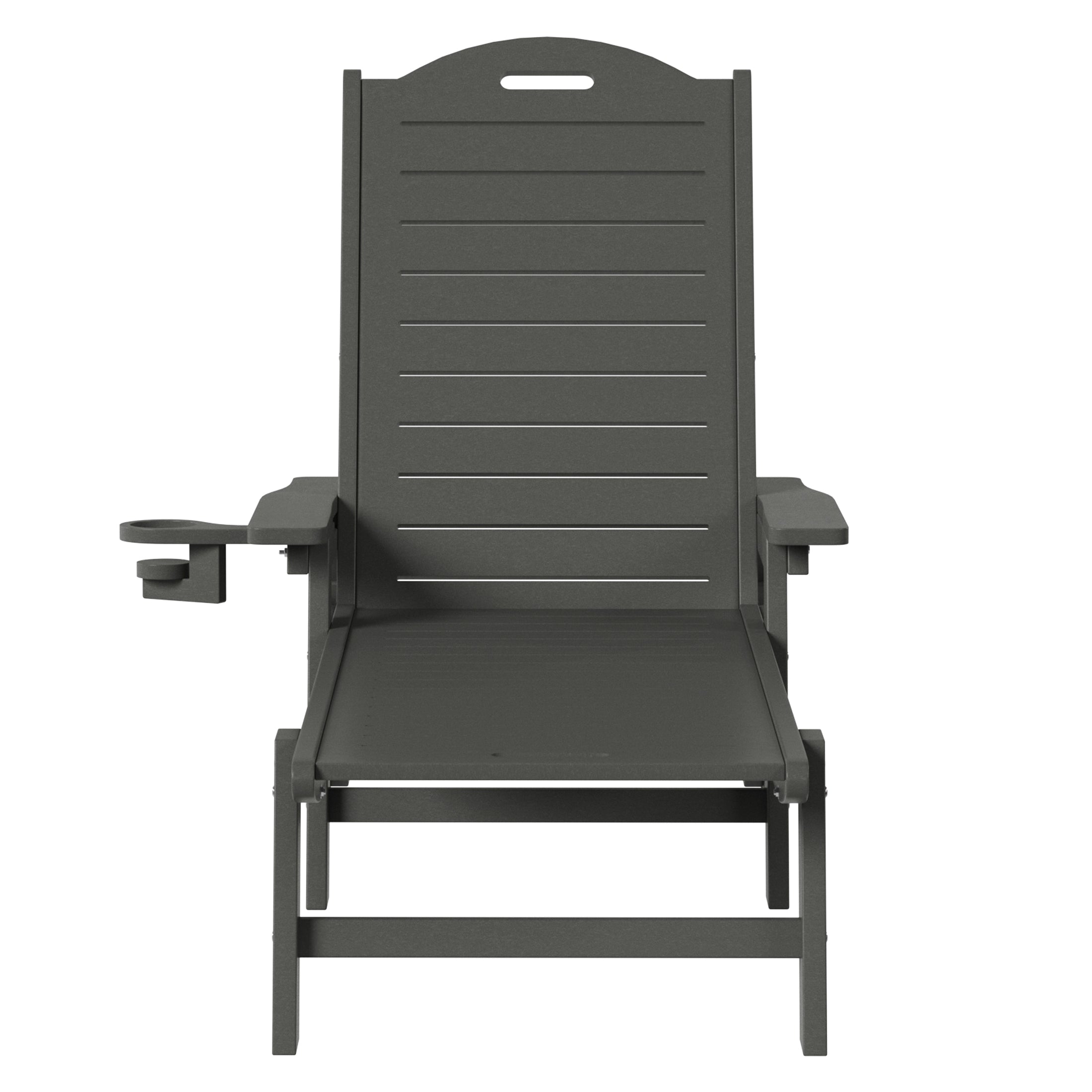 Aruba Outdoor HDPE Patio Chaise Lounges With Wheels & Cup Holder (Set of 2)