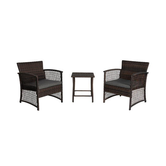 Melvi 3-Piece Outdoor Patio Wicker Conversation Set, Coffee