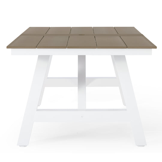 Cape May 90" HDPE Rectangle Outdoor Patio Dining Table With Umbrella Hole and Metal Frame