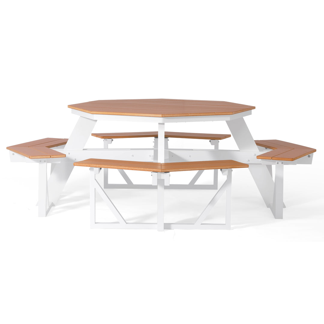 Outdoor 48" HDPE 8-Person Patio Octagon Picnic Table