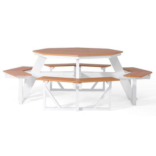 Outdoor 48" HDPE 8-Person Patio Octagon Picnic Table