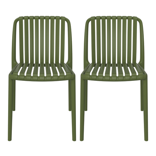 Playa Outdoor Stackable Polypropylene Plastic Dining Side Chairs (Set of 2)