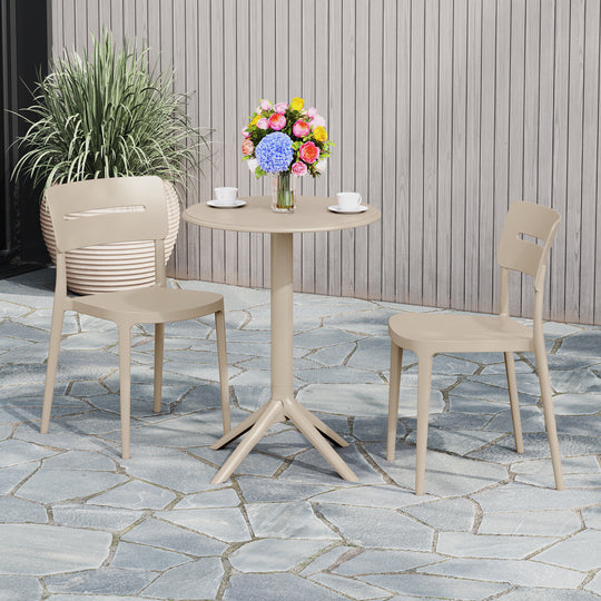 Playa 3-Piece Outdoor Resin Patio Bistro Set with Stackable Patio Dining Chairs
