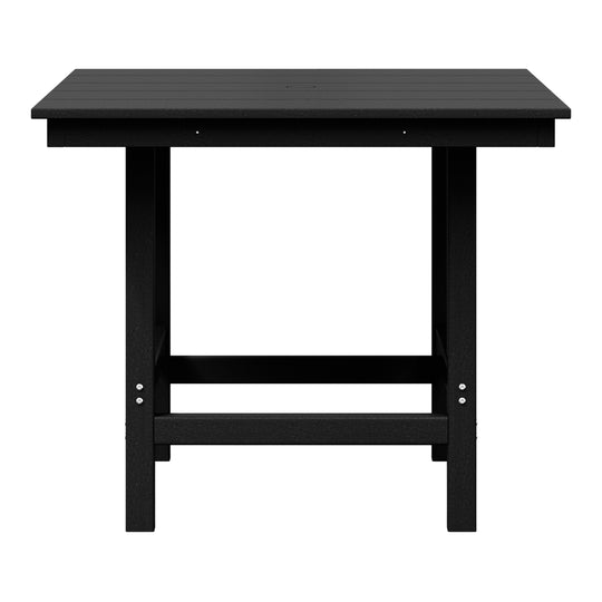 Ashore Outdoor HDPE 36" Square Patio Dining Table with Umbrella Hole