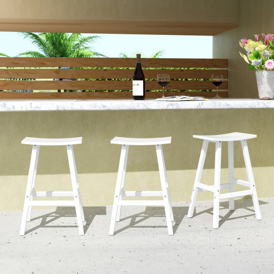 Malibu 29" HDPE Outdoor Patio Bar Height Bar Stools (Set of 3)