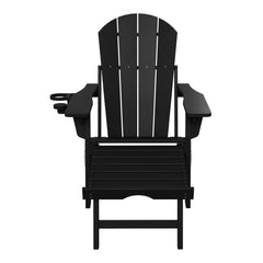 Malibu Folding Adjustable Adirondack Chair with Retractable Ottoman and Cup Holder