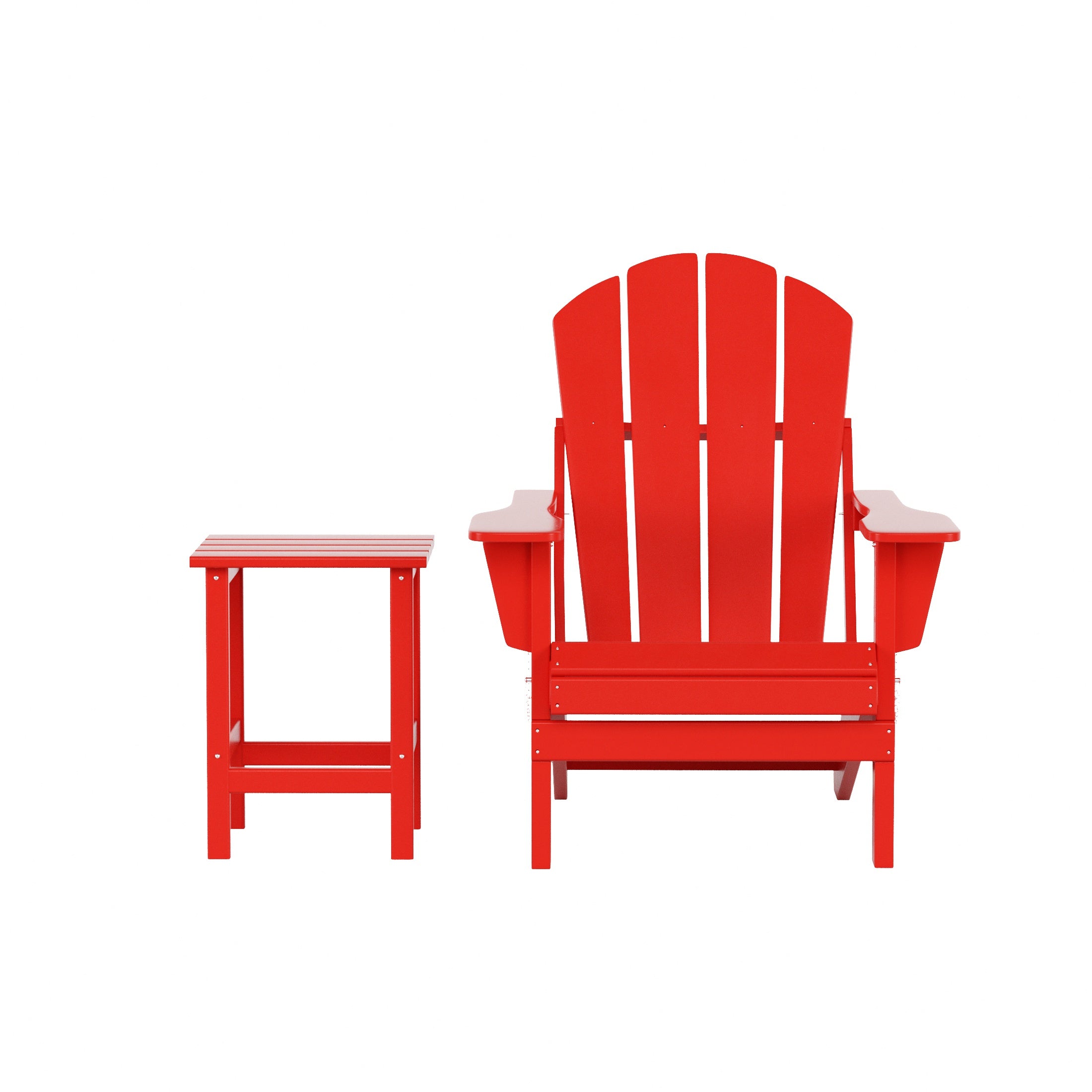 Malibu 2 piece set outdoor folding Poly Adirondack chair with side table