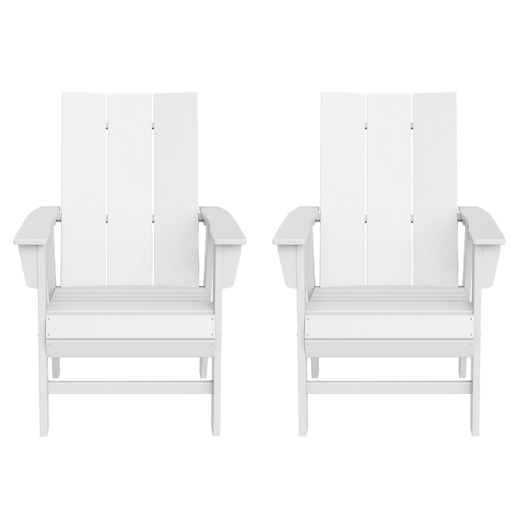 Ashore Outdoor Patio HDPE Plastic Modern Adirondack Dining Chairs (Set of 2)