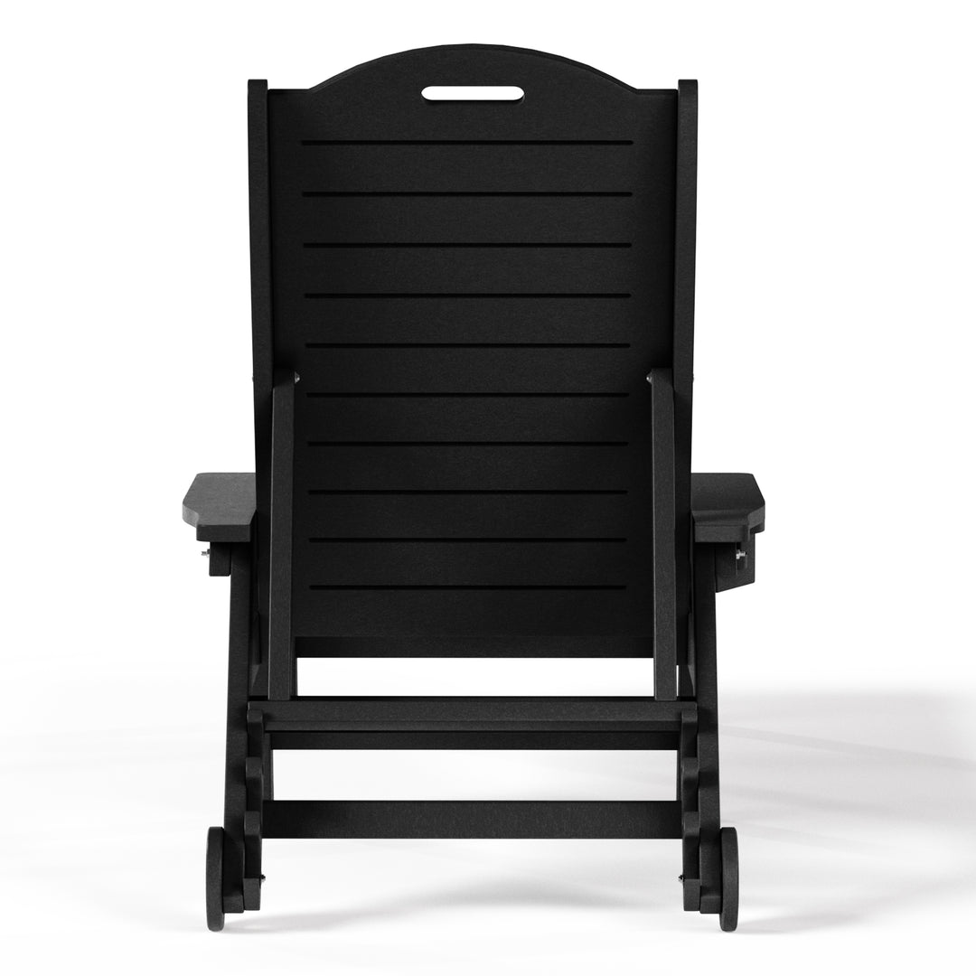 Aruba Outdoor HDPE Patio Chaise Lounge With Wheels & Cup Holder