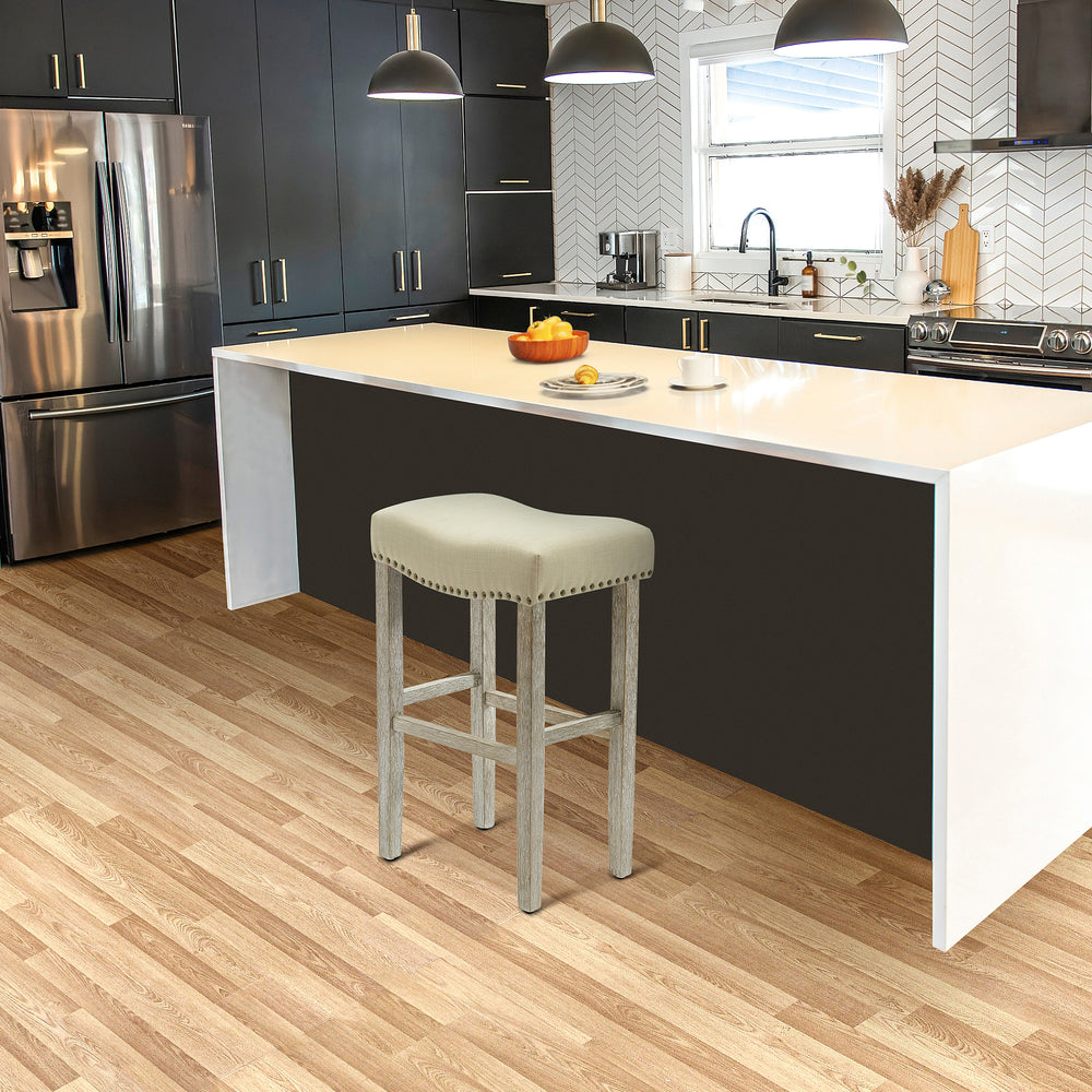 Lenox 29" upholstered nail head bar counter stools with Antique Gray color legs