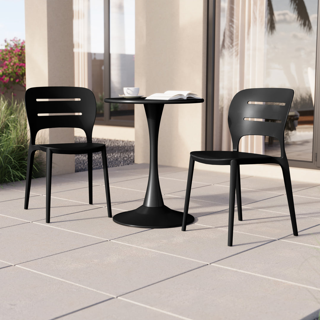 Playa Outdoor Modern Stackable Plastic Patio Dining Side Chairs (Set of 2)
