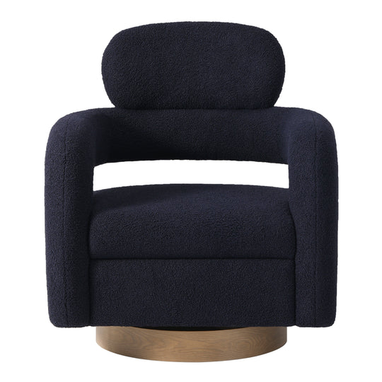 Alexandria Mid-Century Modern Sherpa Swivel Barrel Accent Chair With Storage Ottoman