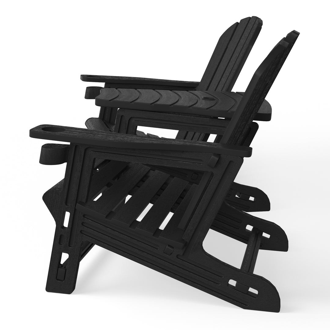 Azura Outdoor HDPE Adirondack Chairs With Connecting Table Tray (Set of 2)