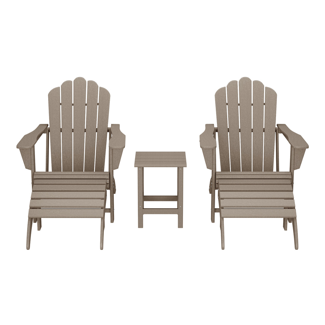 Highland 5-Piece Adirondack Chair with Folding Ottoman and Table Set