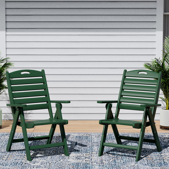 Azura HDPE Adjustable Highback Folding Outdoor Patio Dining Chairs Set of 2