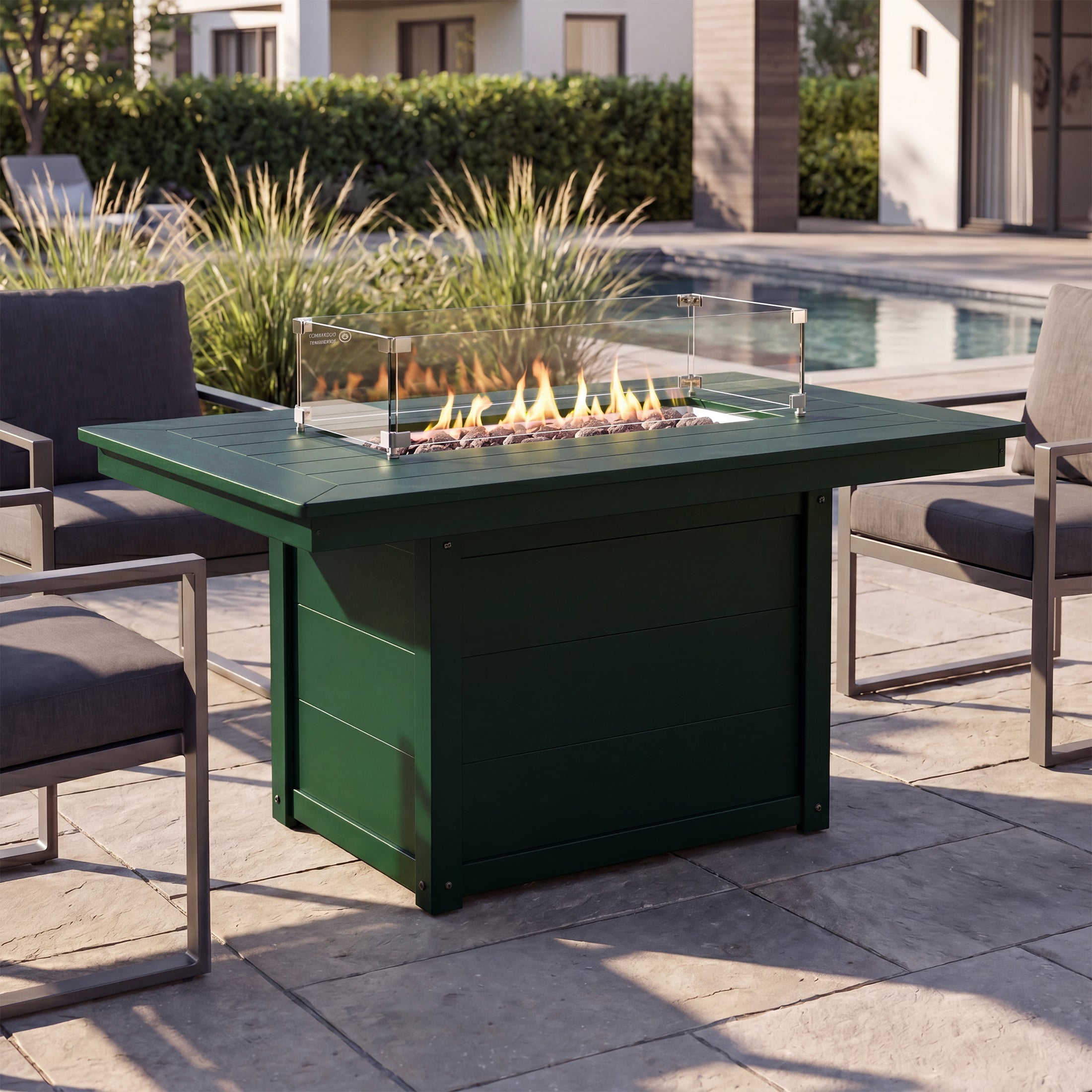 Helios 46" Modern Outdoor 55,000 BTU Patio Gas Propane Rectangle Deck Fire Pit Table