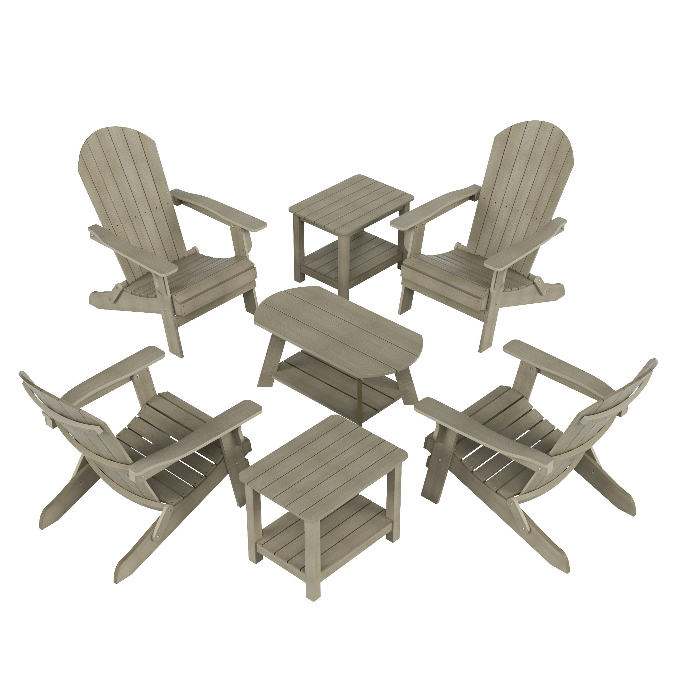 Tuscany 7-Piece HIPS Outdoor Poly Adirondack Seashell Conversation Lounge Set