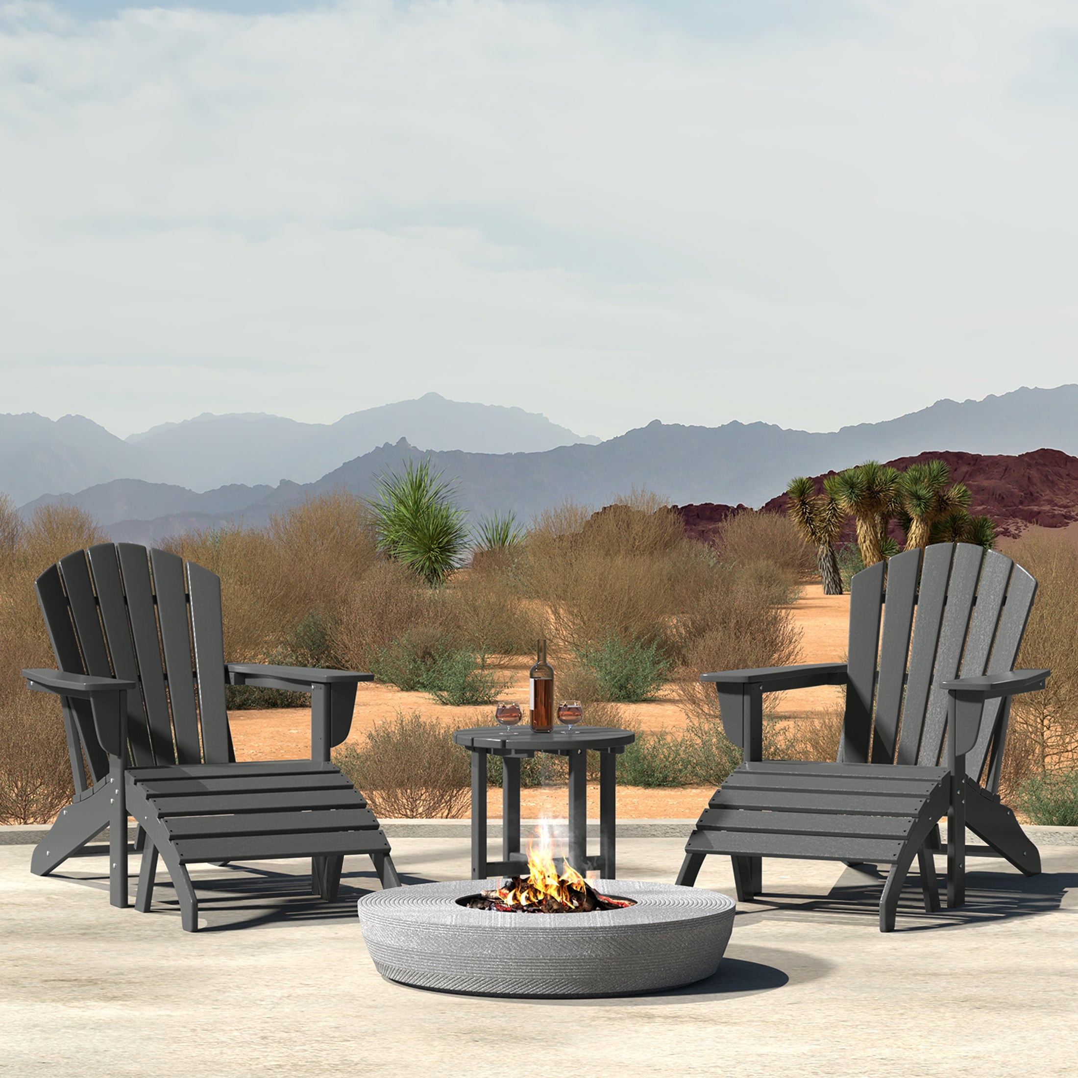 Dylan Outdoor Adirondack Chair With Ottoman And Side Table 5-Piece Set