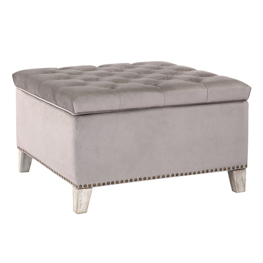 Wordford Square Velvet Tufted Storage Ottoman