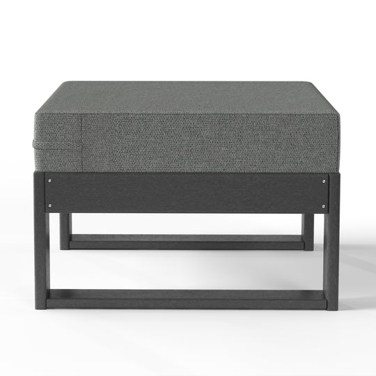 Montara Outdoor HDPE Patio Ottoman with Waterproof Olefin Cushions