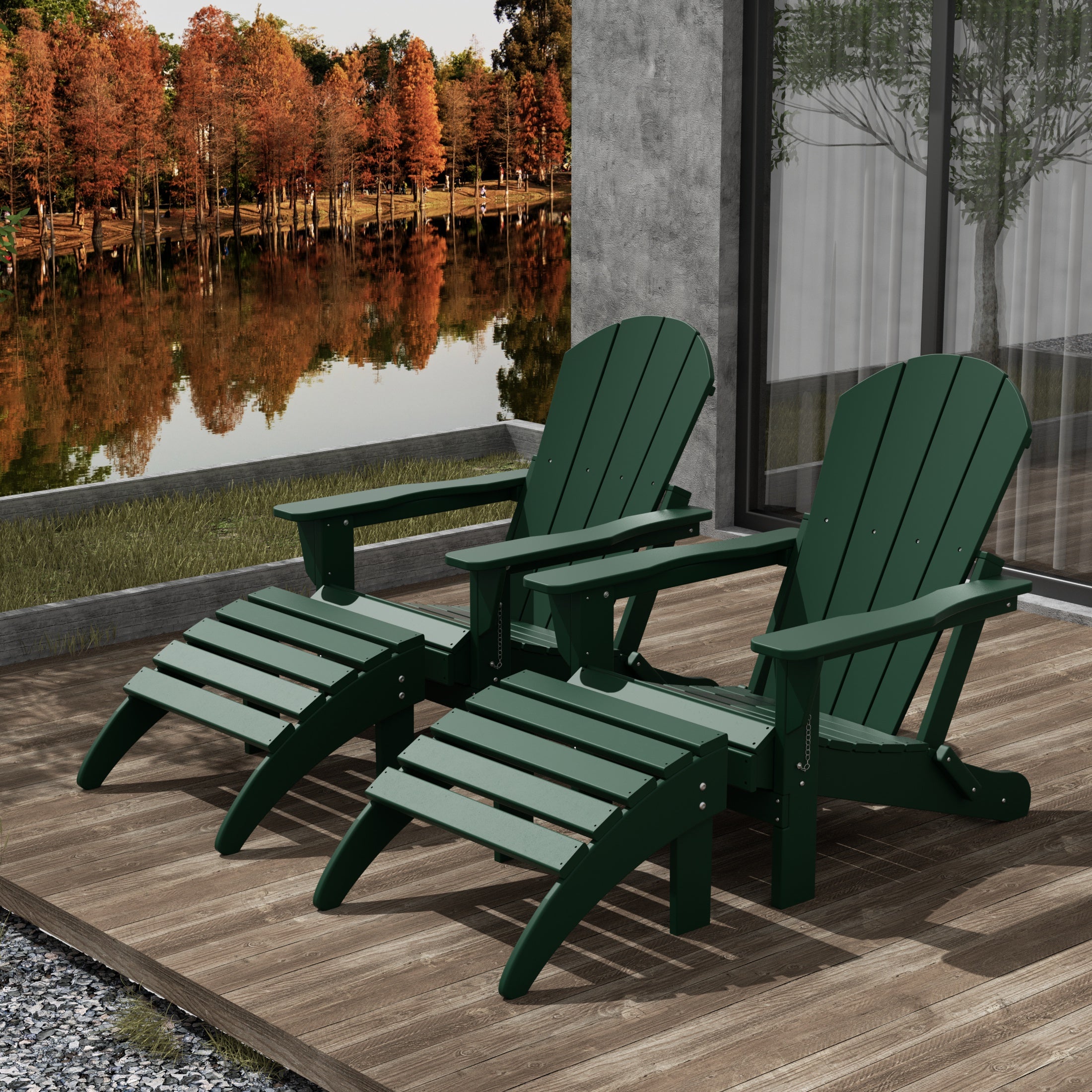 Malibu 4-Piece set classic Adirondack chairs with ottoman (2 seater)
