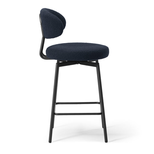 Alexandria Modern Upholstered Sherpa Fabric Counter Height Bar Stools with Back (Set of 2)