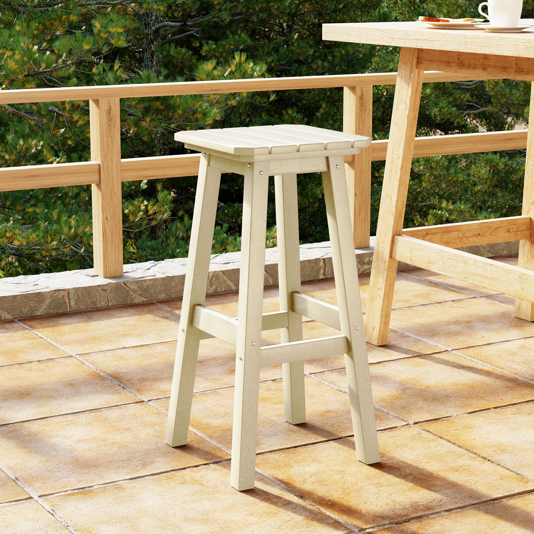 Malibu 29" HDPE Outdoor Patio Square Backless Bar Stool