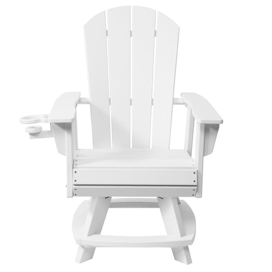 Malibu Outdoor HDPE Swivel Adirondack Patio Dining Chair With Cup Holder