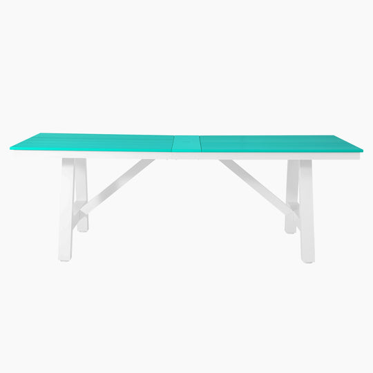 Cape May 90" HDPE Rectangle Outdoor Patio Dining Table With Umbrella Hole and Metal Frame