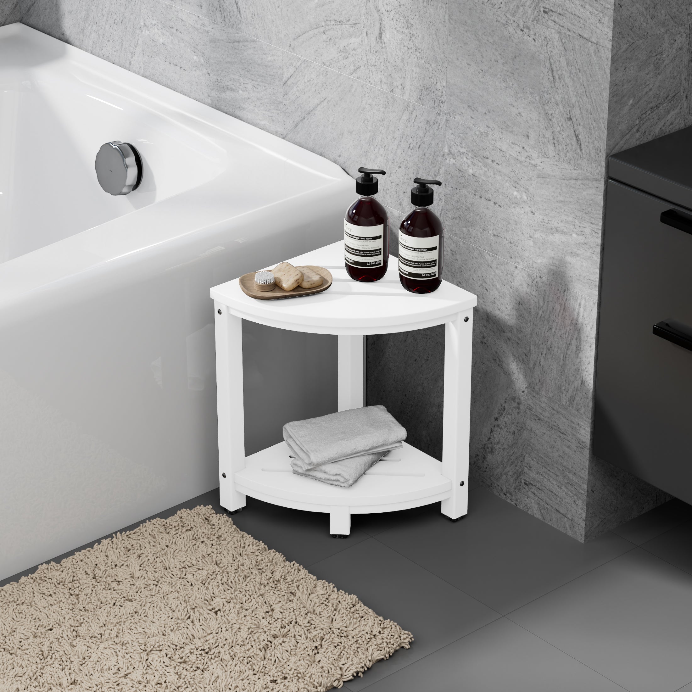 Sage HDPE Plastic Waterproof Shower Corner Bench
