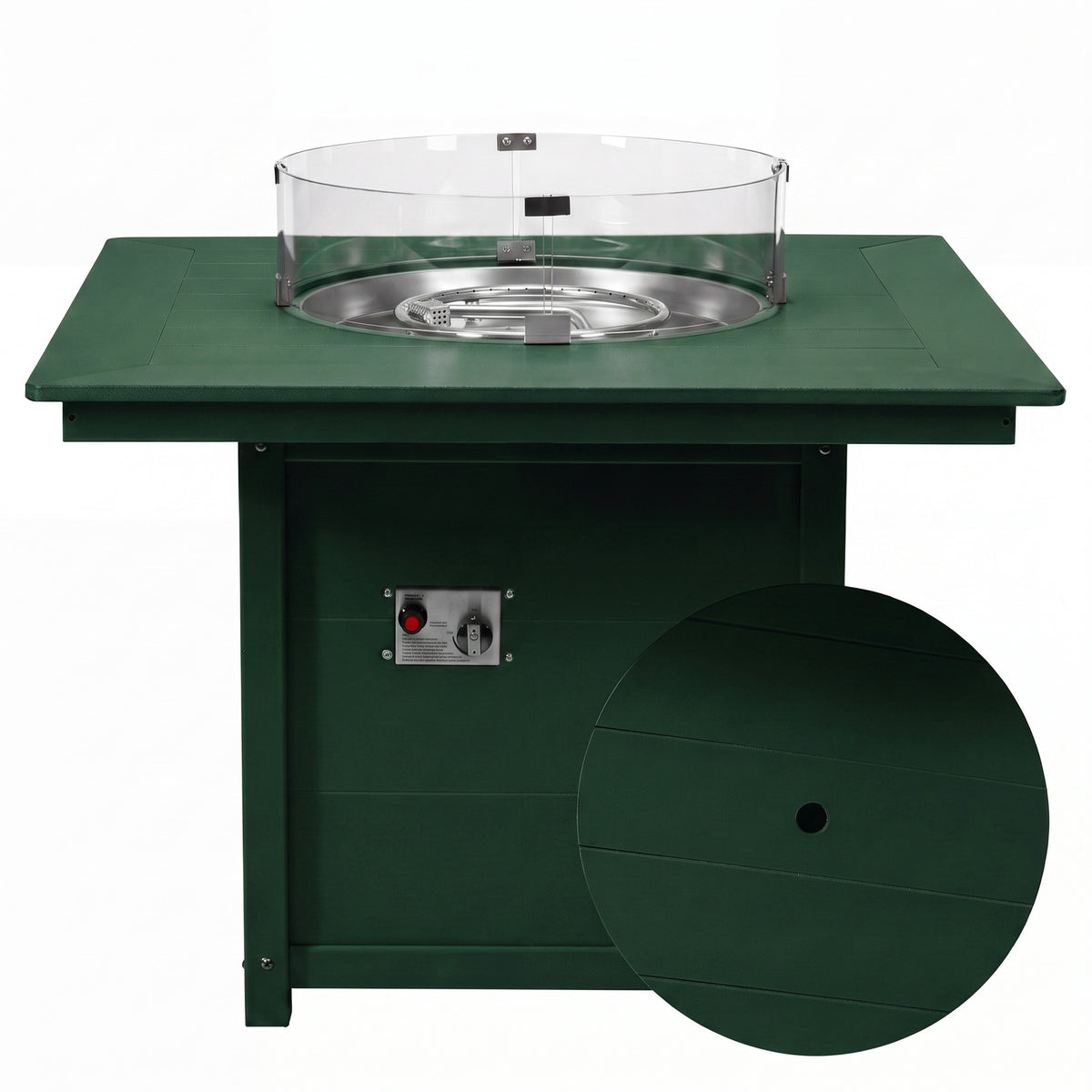 Helios Modern Outdoor Patio Propane 42" Square Fire Pit Table