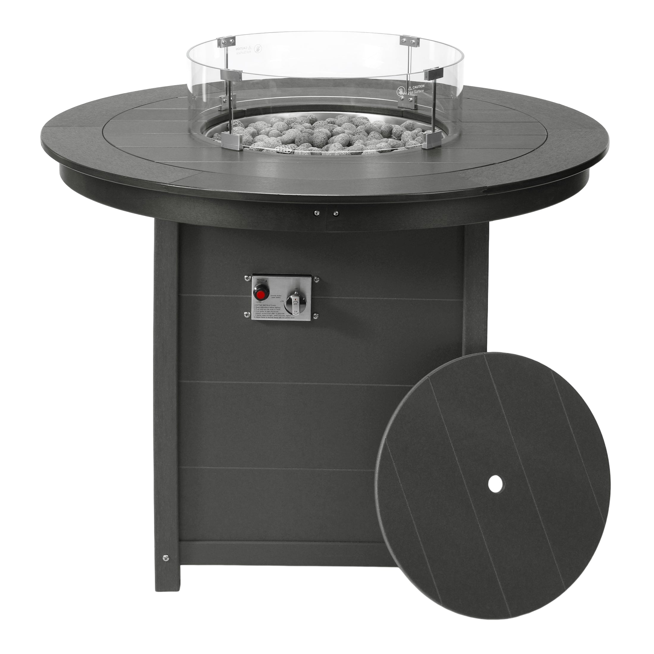 Helios 47" Modern Outdoor Patio Propane Round Counter Height Fire Pit Table