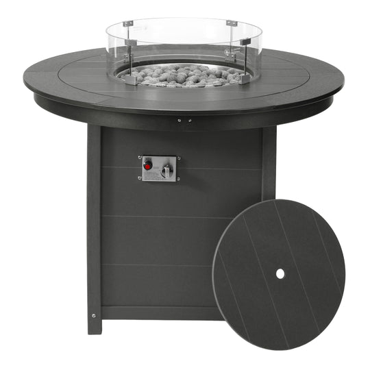 Helios 47" Modern Outdoor Patio Propane Round Counter Height Fire Pit Table