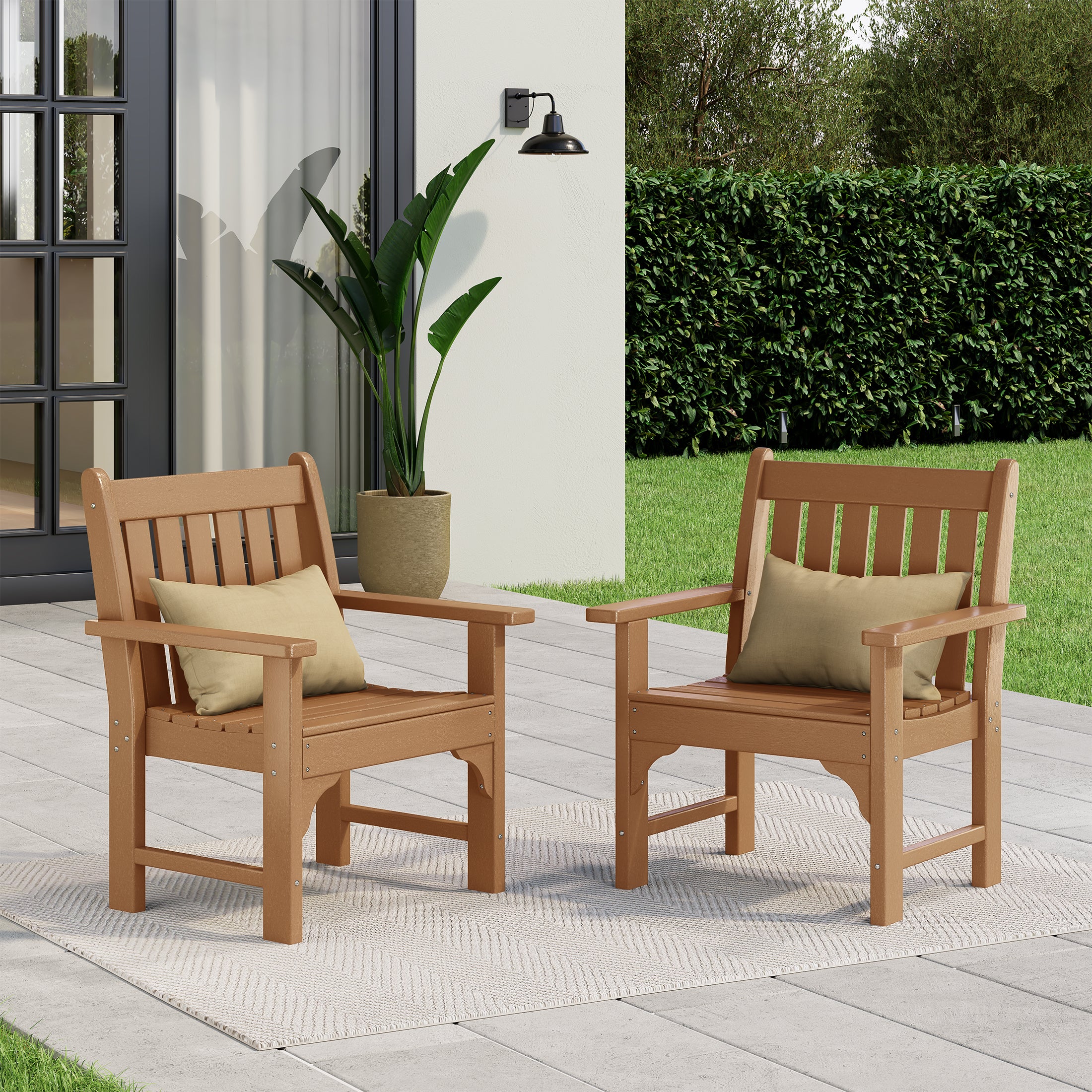 Malibu Outdoor Patio HDPE Adirondack Dining Arm Chairs (Set of 2)