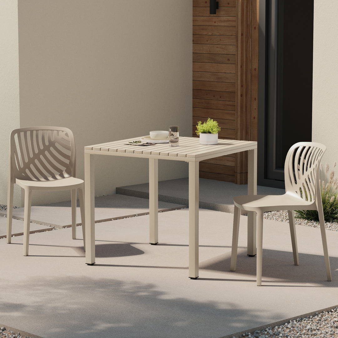 Playa Outdoor Modern Stackable Polypropylene Plastic Patio Bistro Dining Side Chairs (Set of 2)